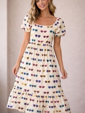 Monica + Andy Adult Organic Life of the Party Colorful Sunny Days Print Dress